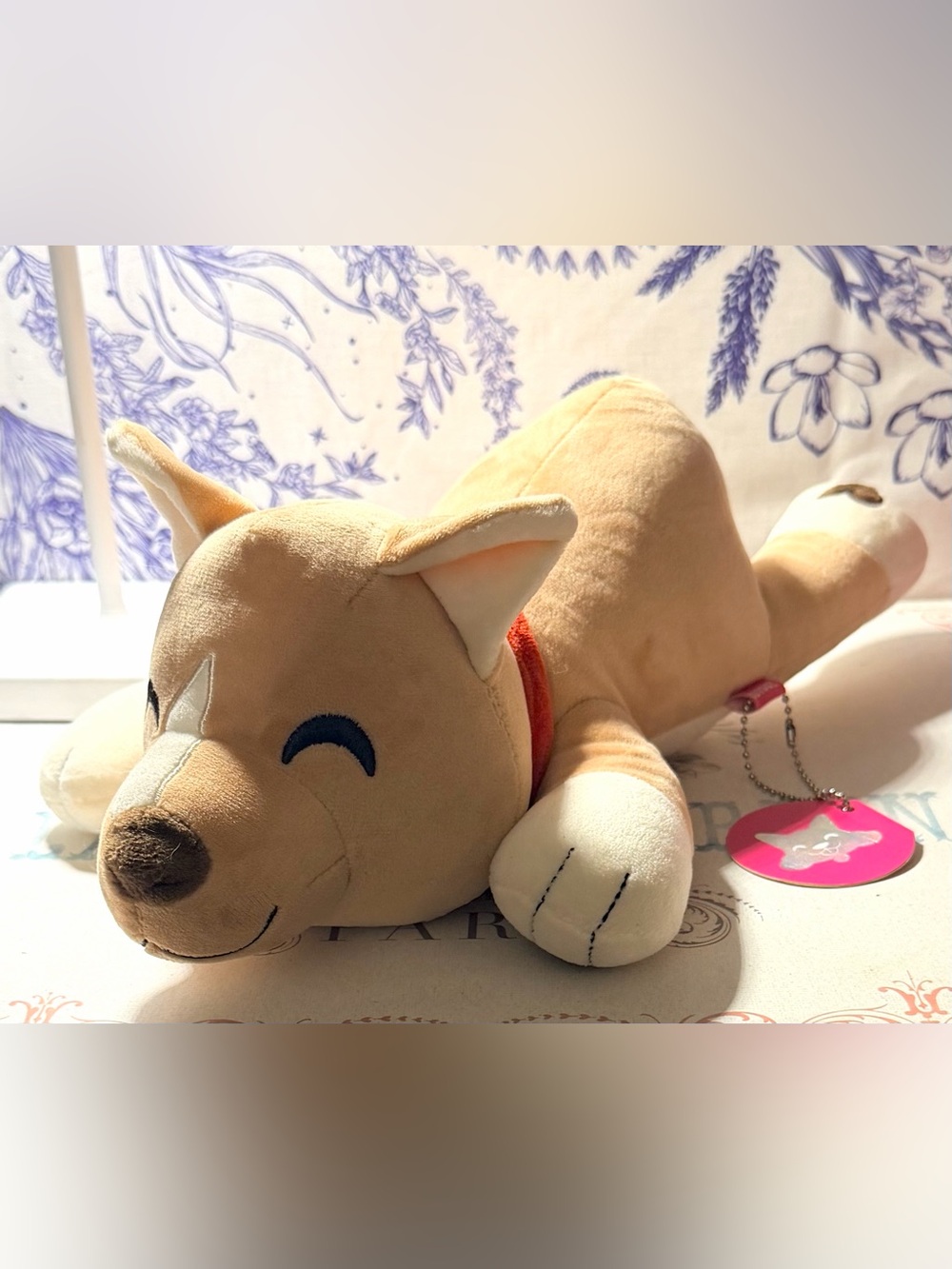 Plush Tan Dog Toy with Red Collar - YOUTOOZ